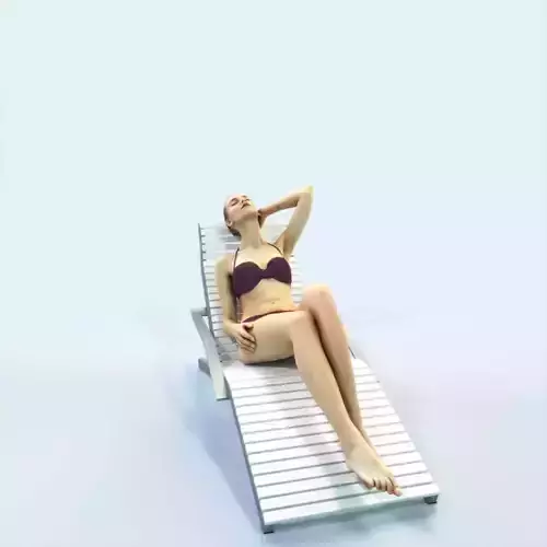 Beauty 01F Beach Tanning Sitting Sports Woman Low-poly 3D model
