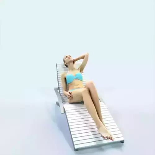Beauty 01E Beach Tanning Sitting Sports Woman Low-poly 3D model