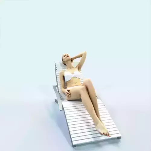 Beauty 01C Tanning Sitting Beach Woman Low-poly 3D model