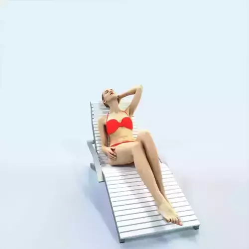 Beauty 01A Beach Tanning Sitting Sports Woman Low-poly 3D model