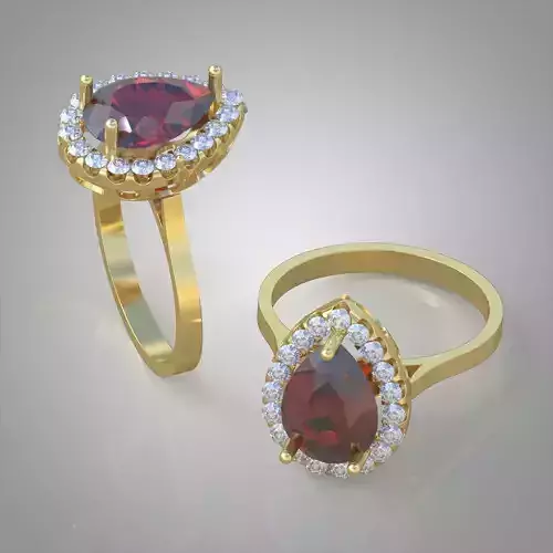 Diamond ring 0298 3D printable model 12