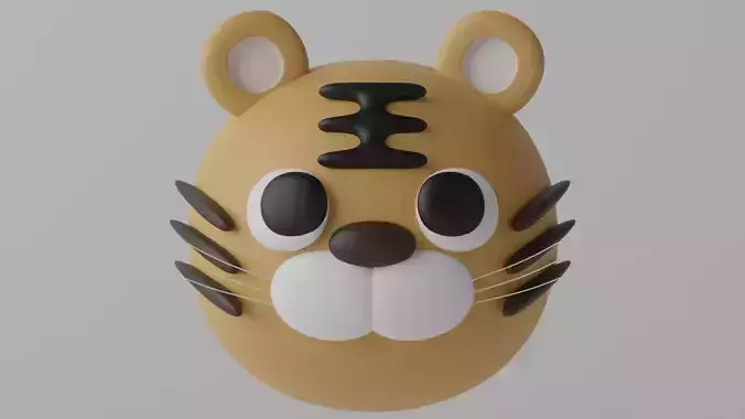 Cartoon Cute Tiger Head