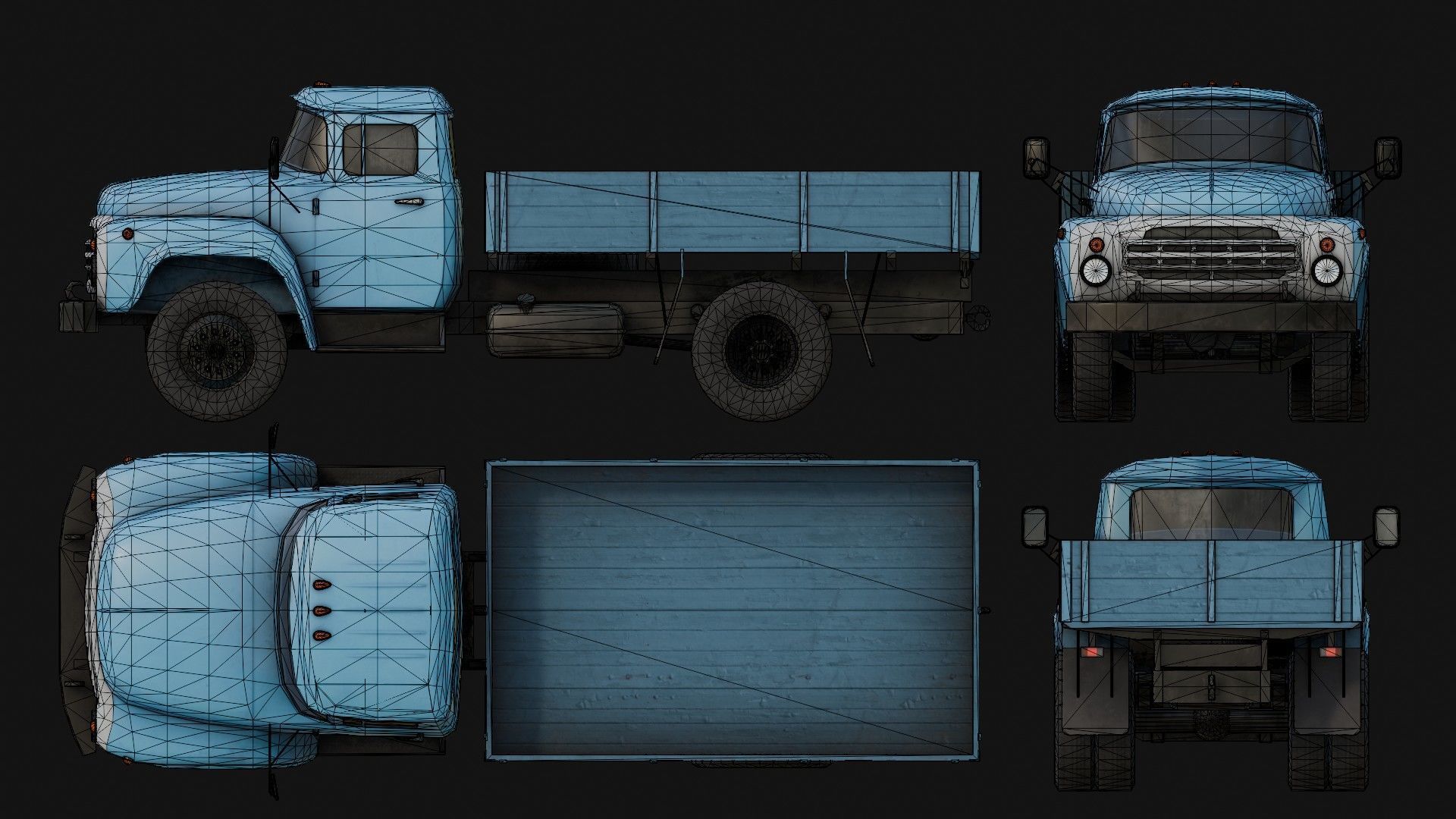 Soviet Truck Low-poly 3D model_2