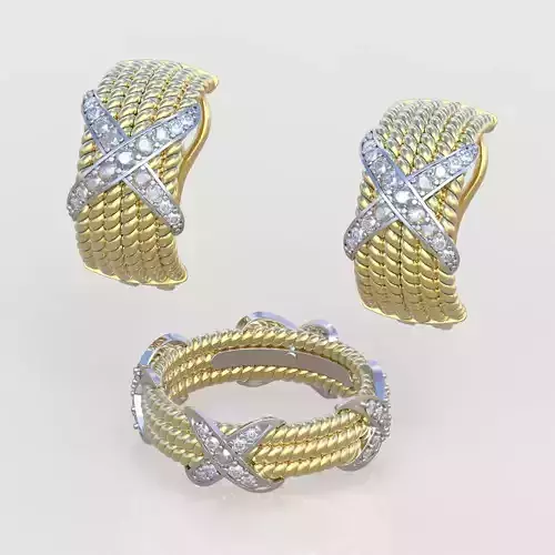 Ring and Earring  Set 3D printable model 0080