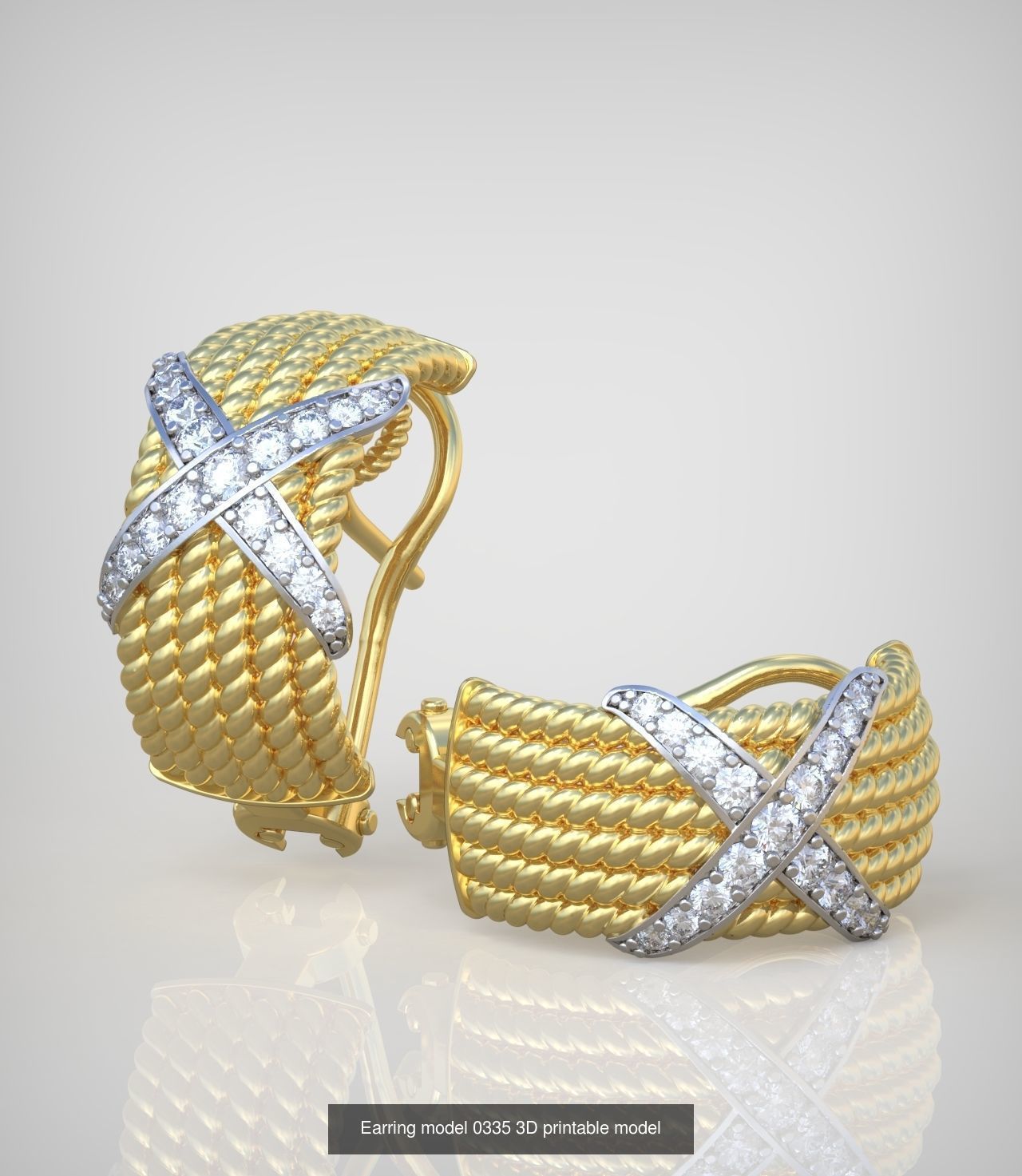 Ring and Earring  Set 3D printable model 0080 3D Model Collection_4
