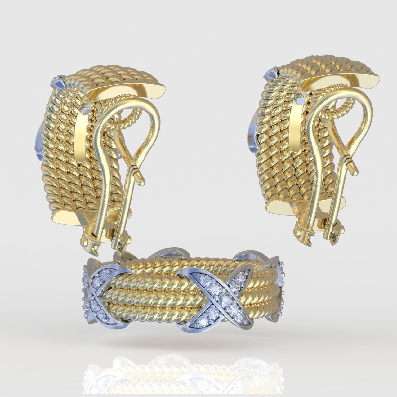 Ring and Earring  Set 3D printable model 0080 3D Model Collection_18