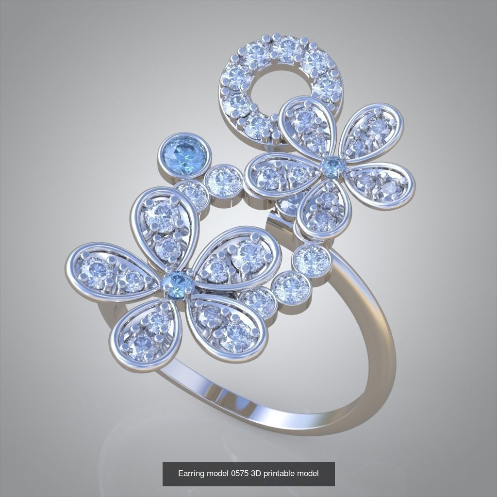  Ring Earring and Pendant Set 3D printable model 0081 3D Model Collection_5