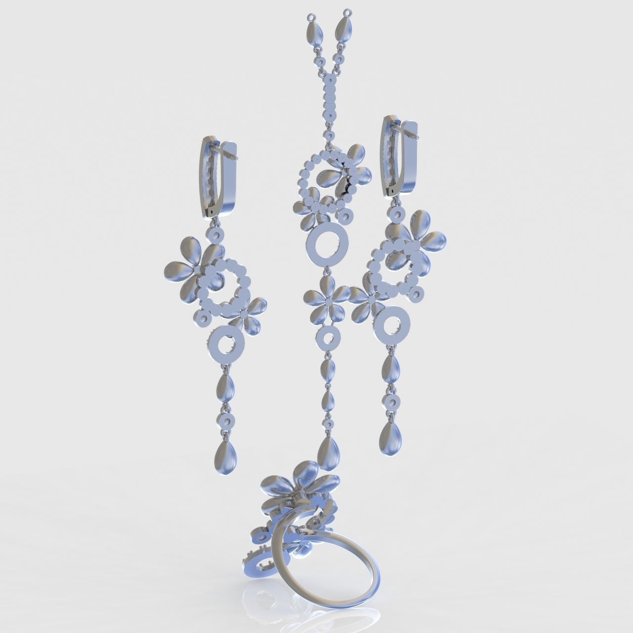  Ring Earring and Pendant Set 3D printable model 0081 3D Model Collection_15