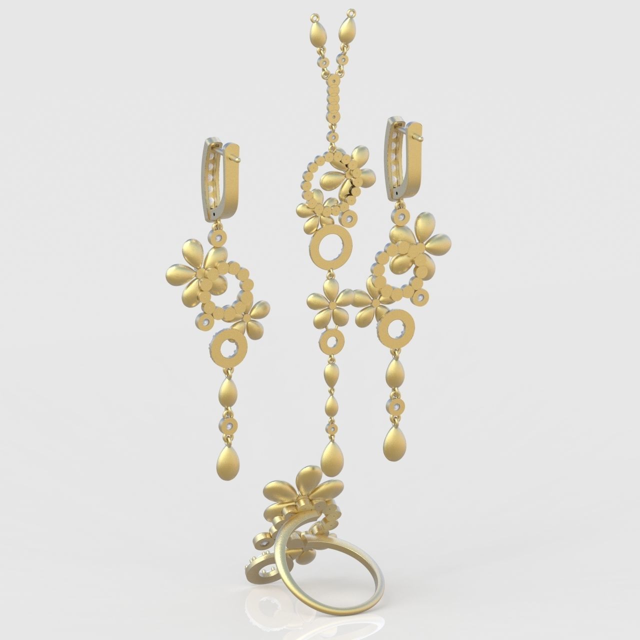  Ring Earring and Pendant Set 3D printable model 0081 3D Model Collection_8