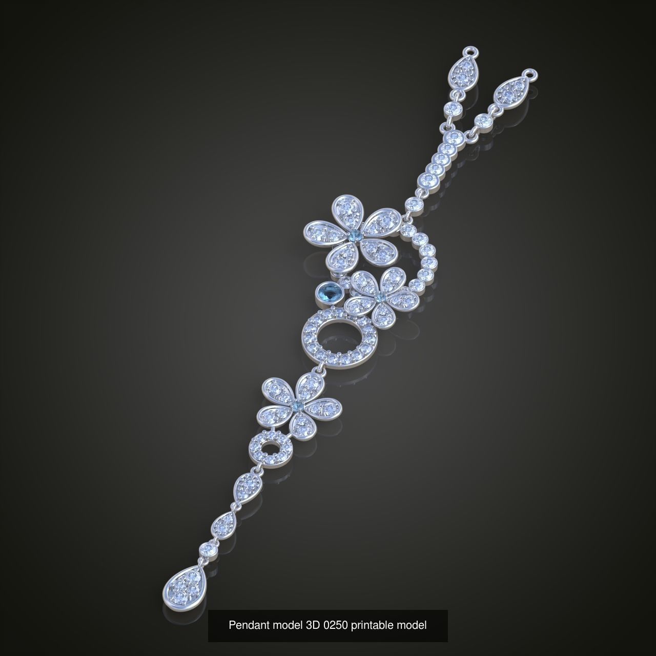  Ring Earring and Pendant Set 3D printable model 0081 3D Model Collection_3