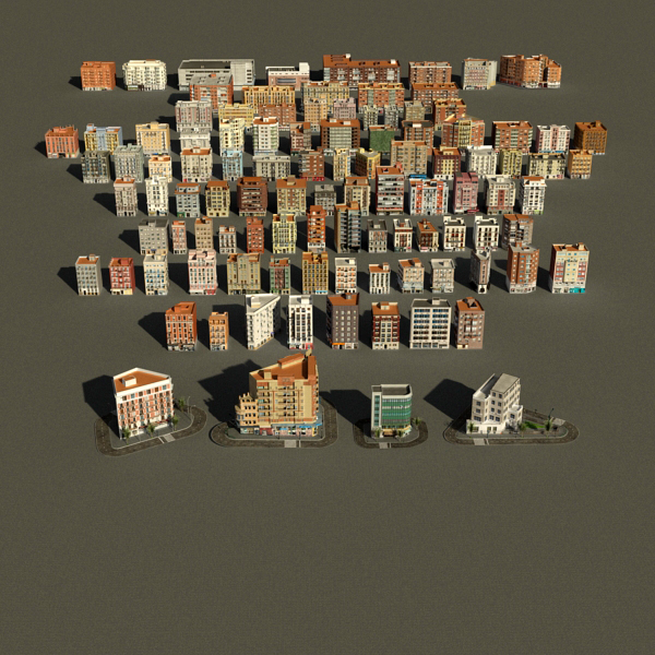 104 Buildings Collection Low-poly 3D model_1
