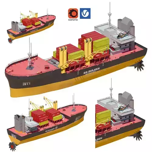 merchant ship Low-poly 3D model
