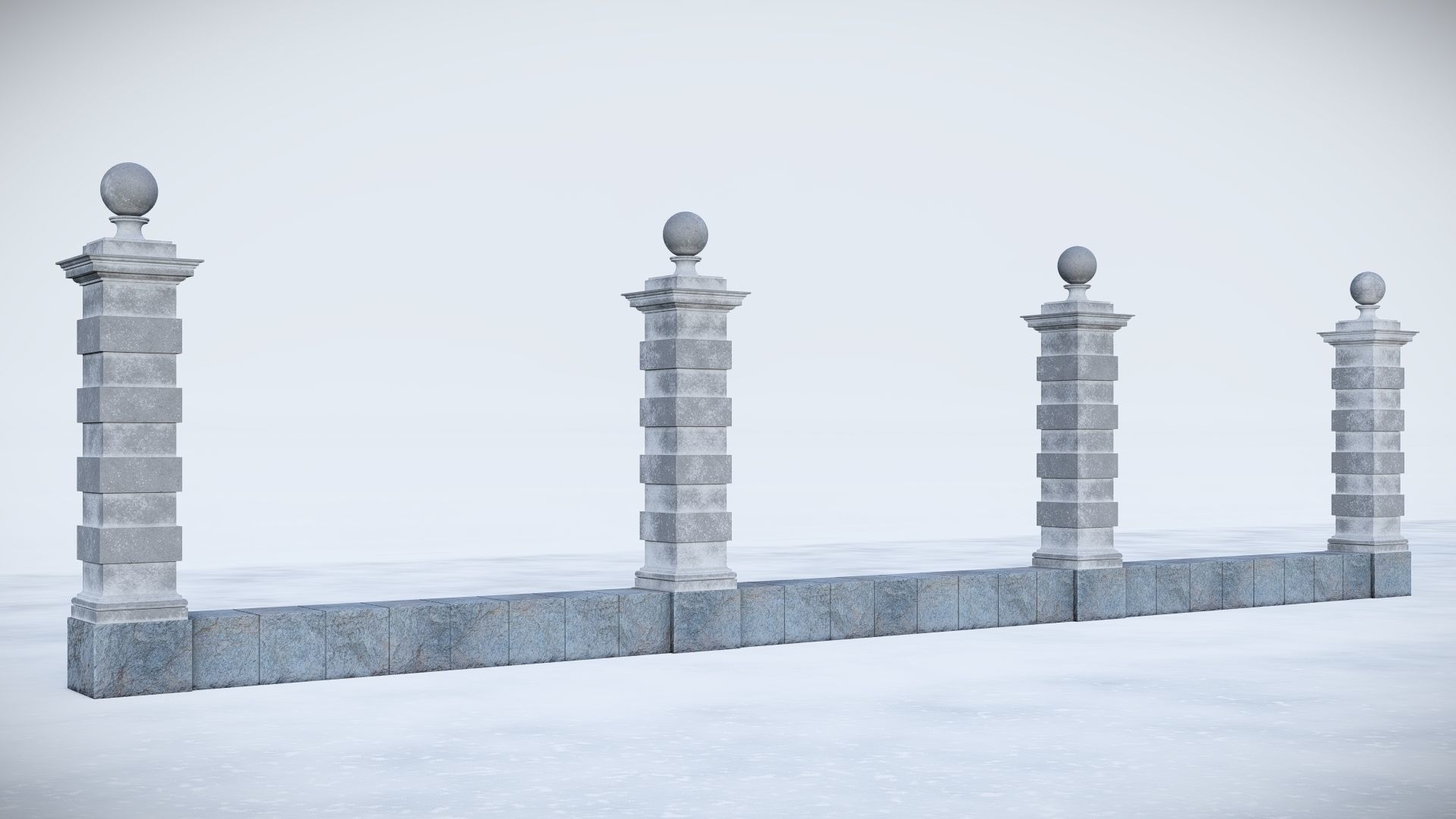 classic fence PIERS FOR GATES 3D model_2