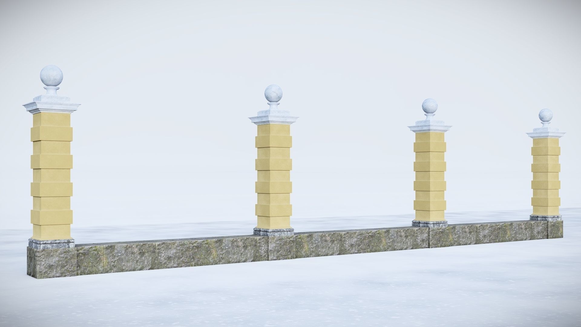 classic fence PIERS FOR GATES 3D model_8