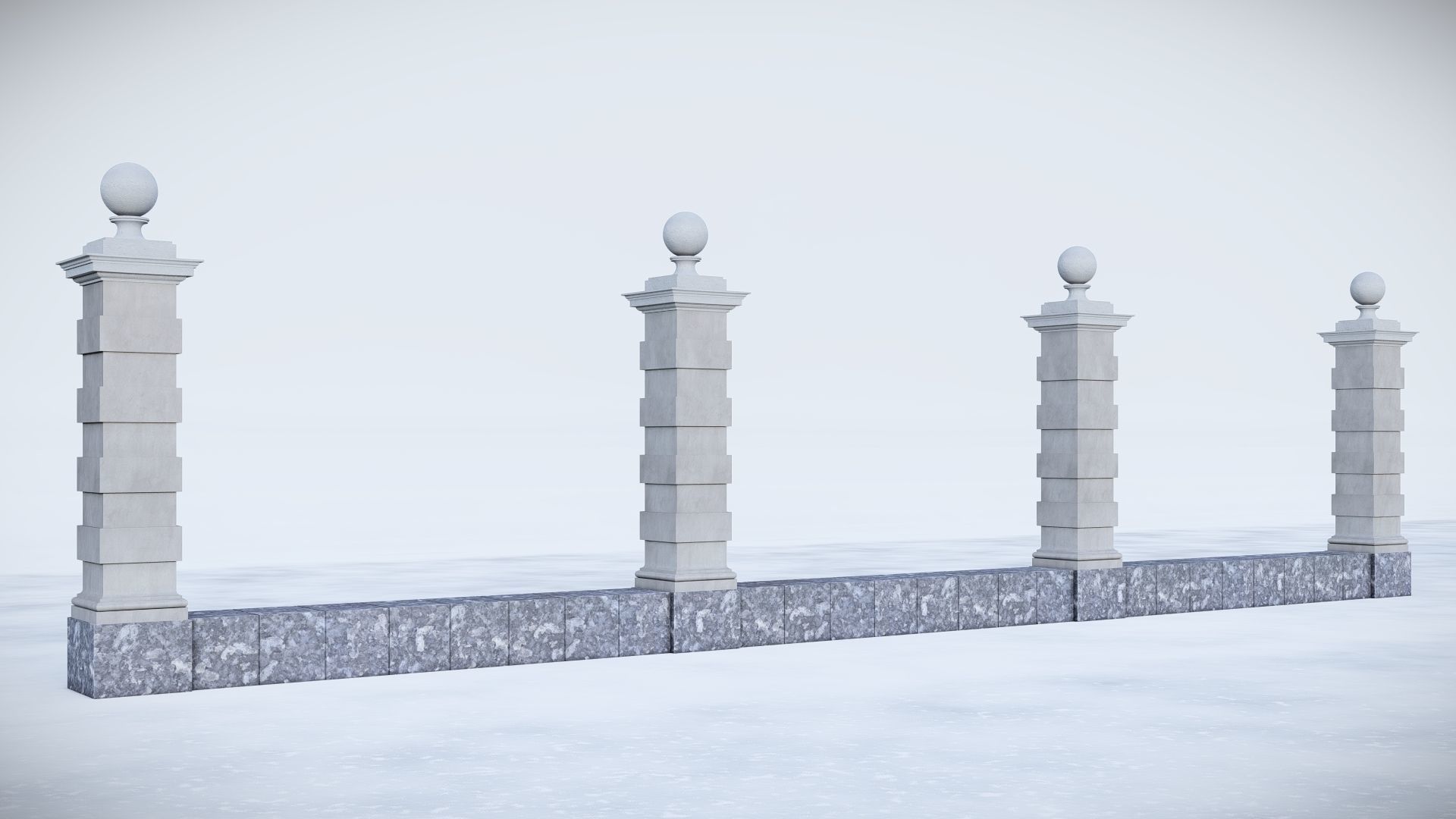 classic fence PIERS FOR GATES 3D model_5