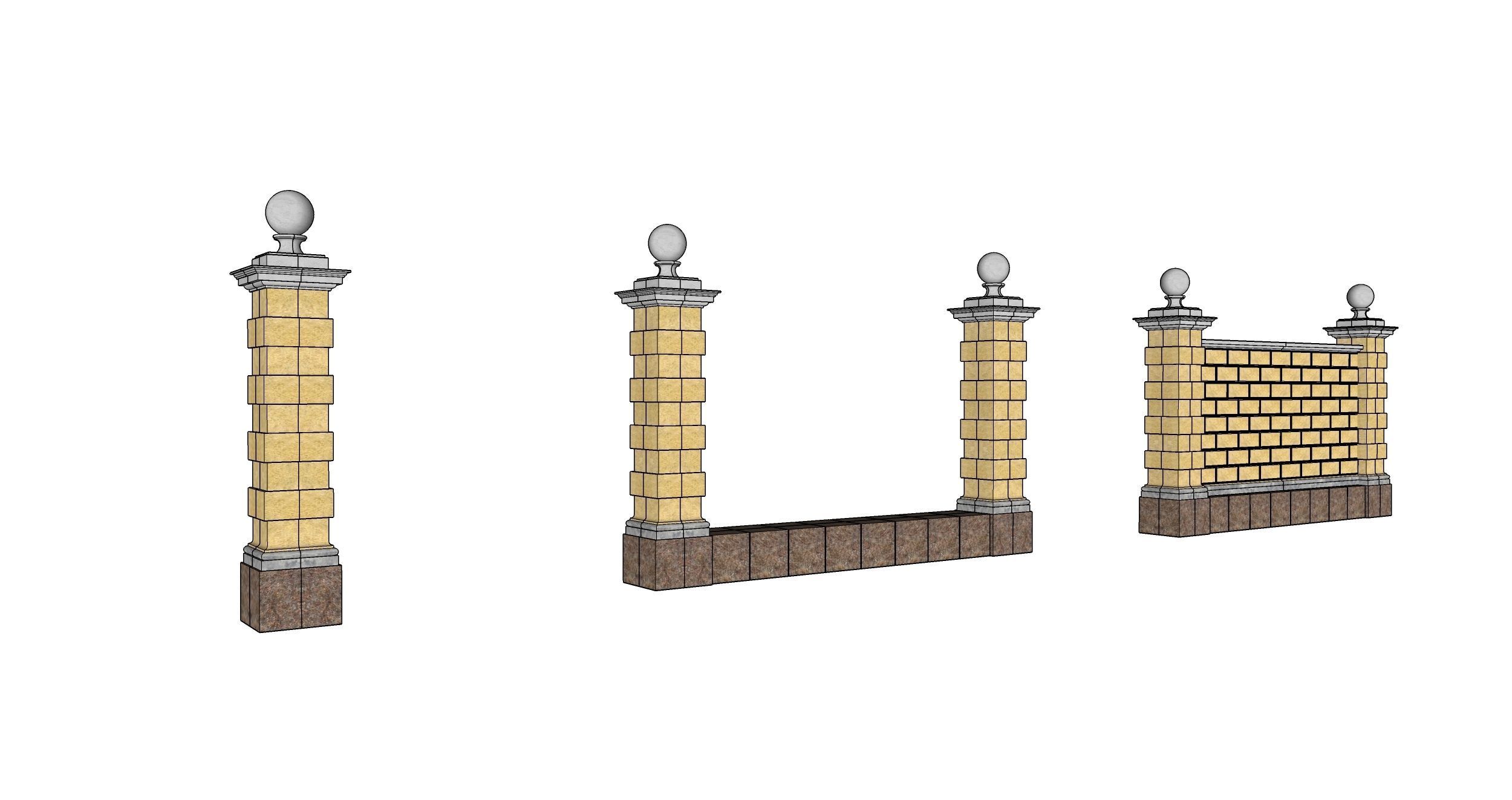classic fence PIERS FOR GATES 3D model_10