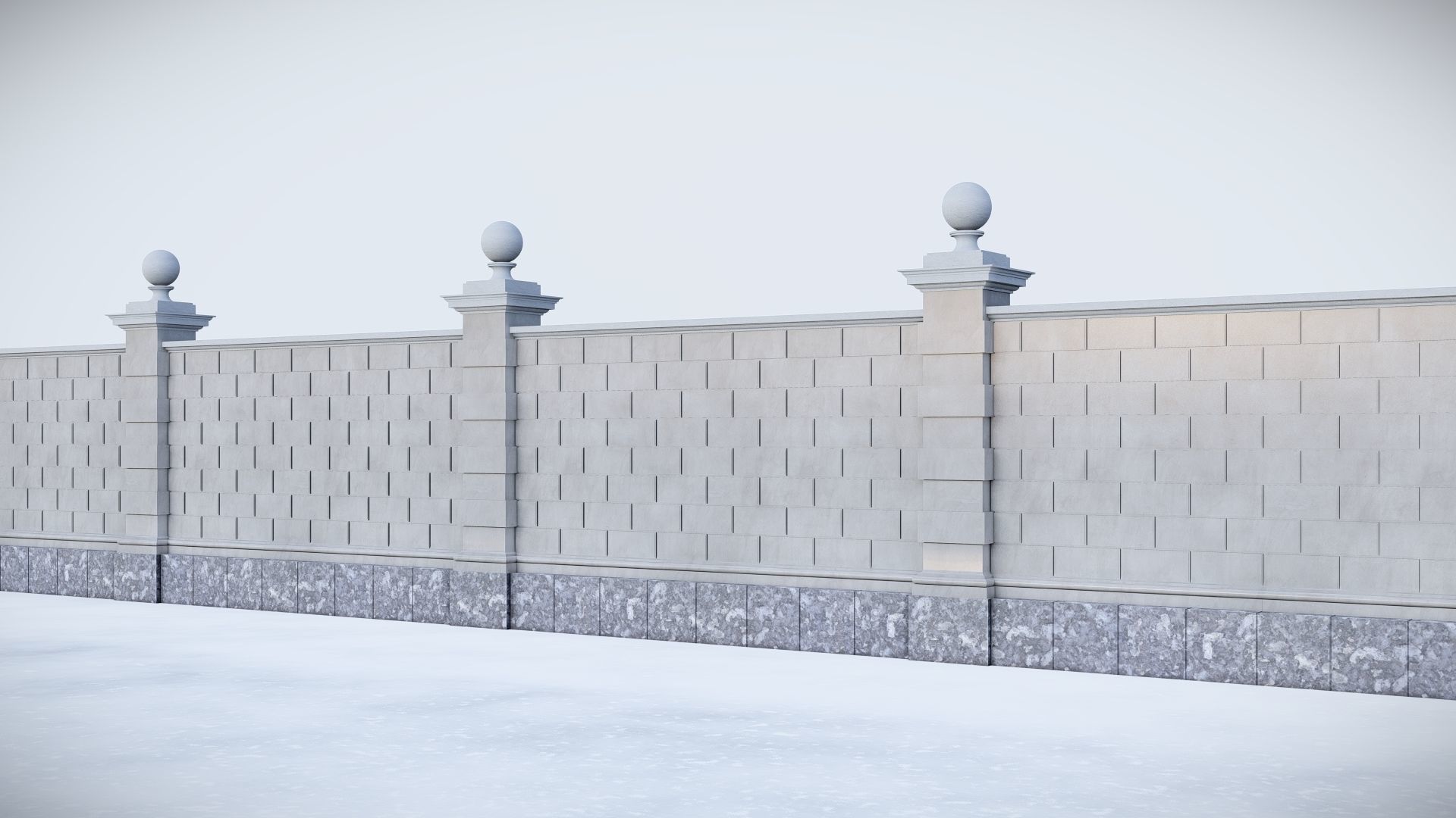 classic fence PIERS FOR GATES 3D model_6