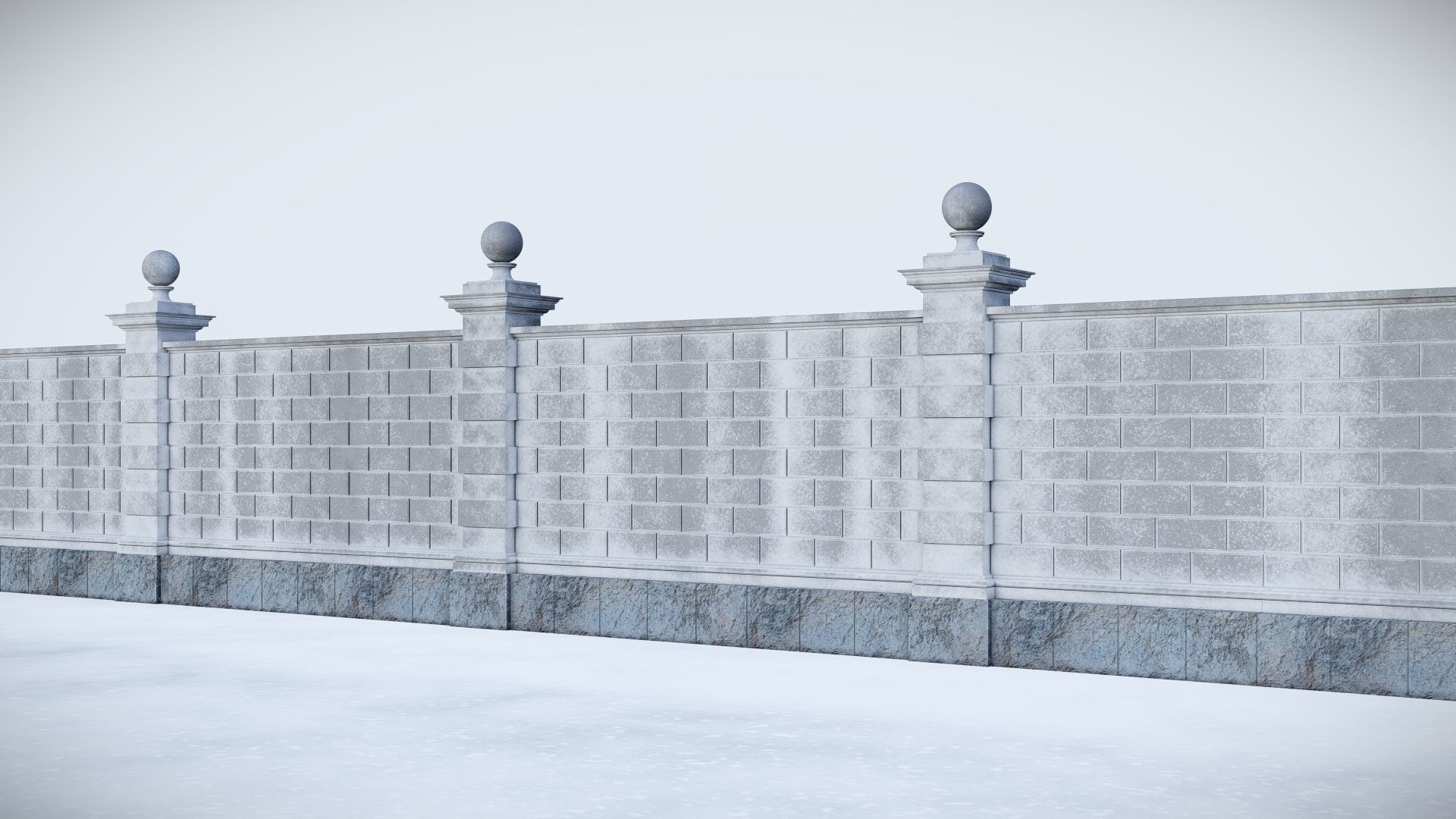 classic fence PIERS FOR GATES 3D model_3