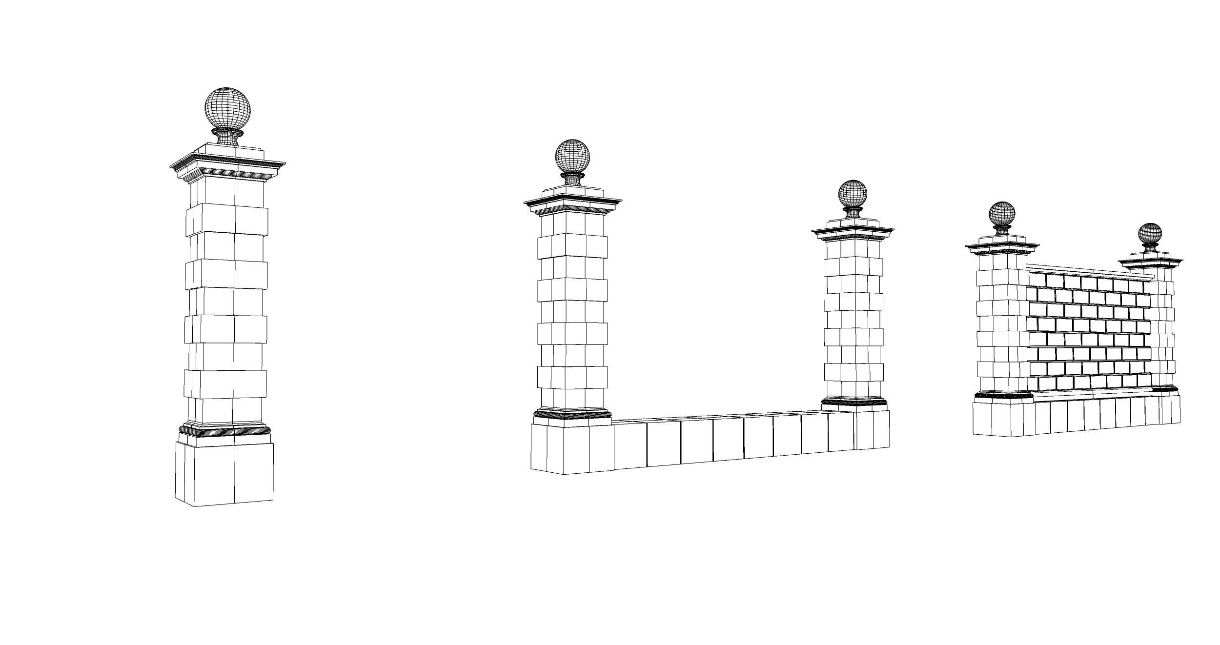 classic fence PIERS FOR GATES 3D model_11