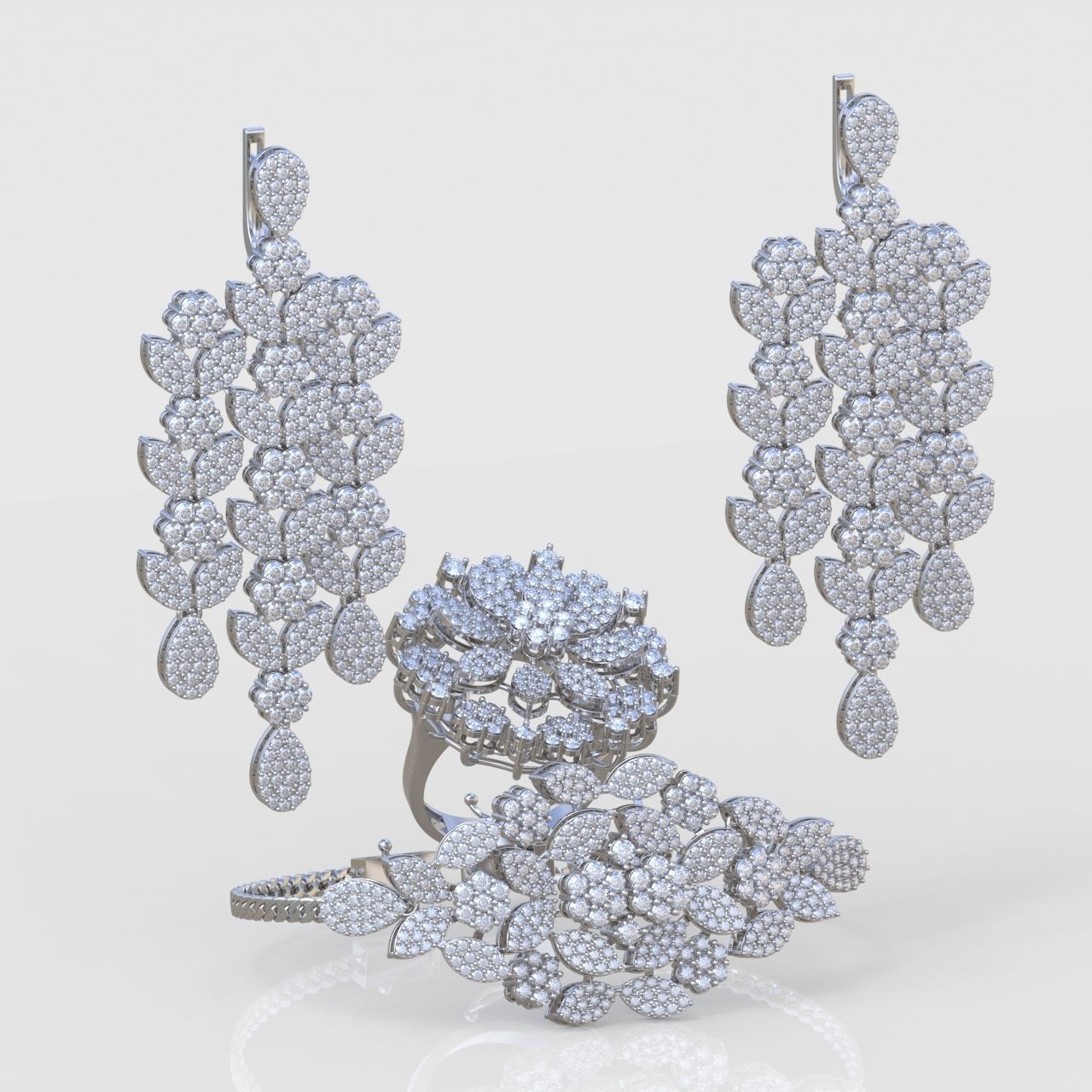 Ring Bracelet and Earring Set 3D printable model 0082 3D Model Collection_2