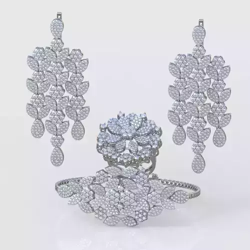 Ring Bracelet and Earring Set 3D printable model 0082 3D Model Collection