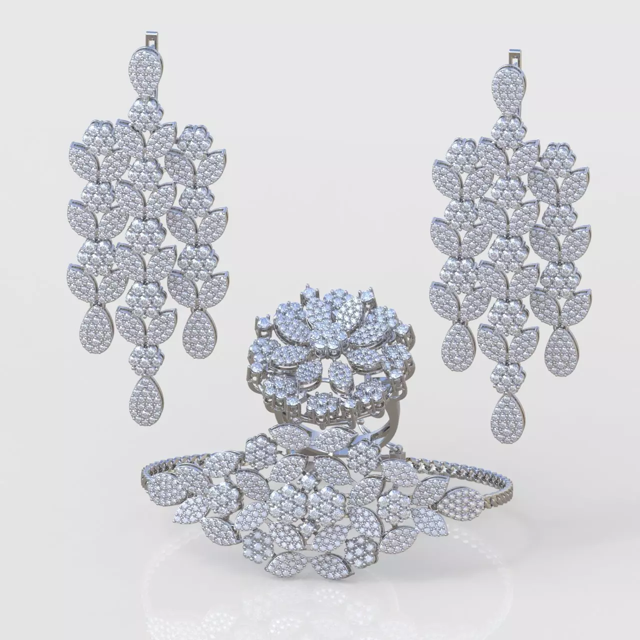 Ring Bracelet and Earring Set 3D printable model 0082 3D Model Collection_0