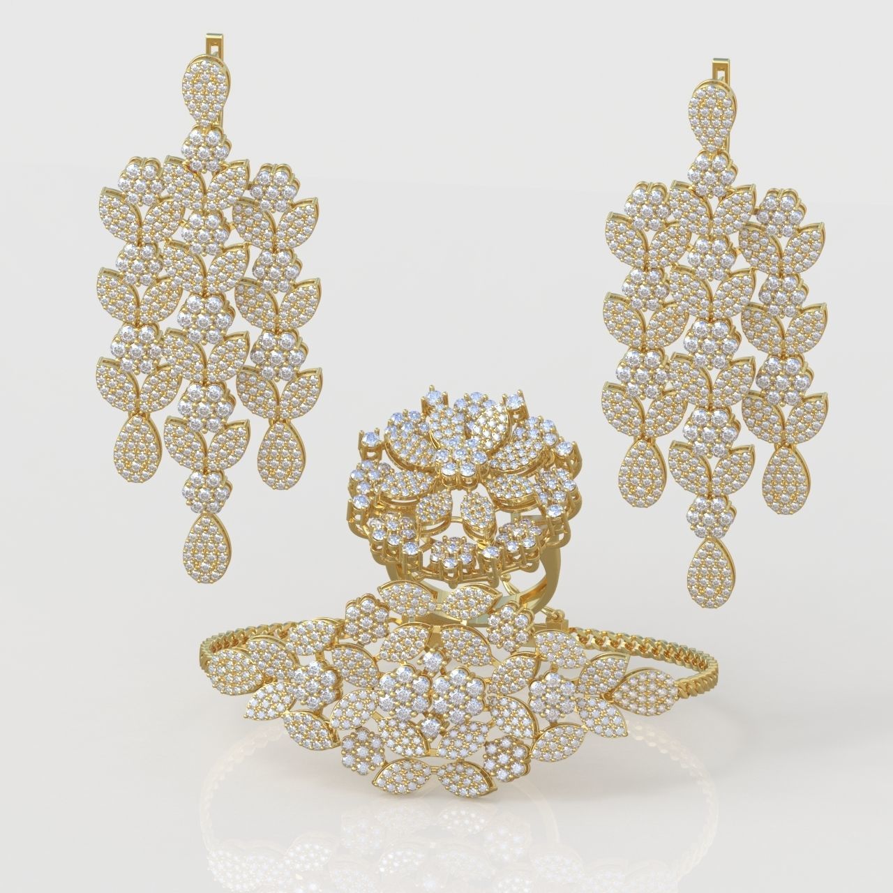 Ring Bracelet and Earring Set 3D printable model 0082 3D Model Collection_9