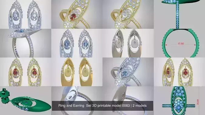 Ring and Earring  Set 3D printable model 0083