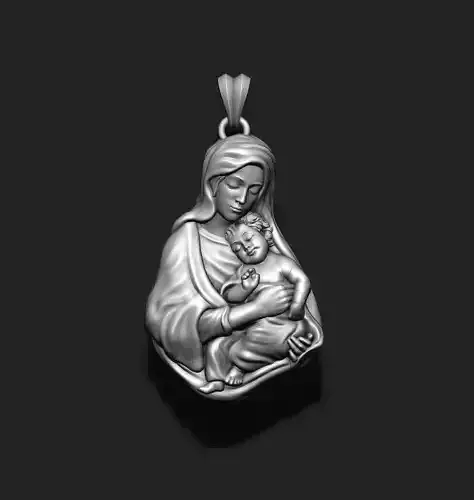 Holy Virgin Mary with baby Jesus pendant