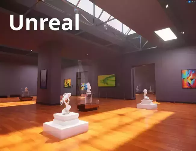 Art gallery showroom interior Unreal engine project