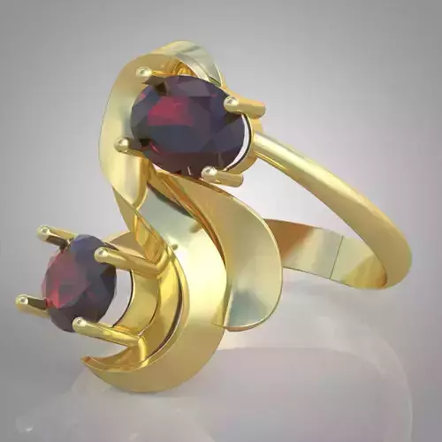 Diamond ring 0578 3D printable model 8