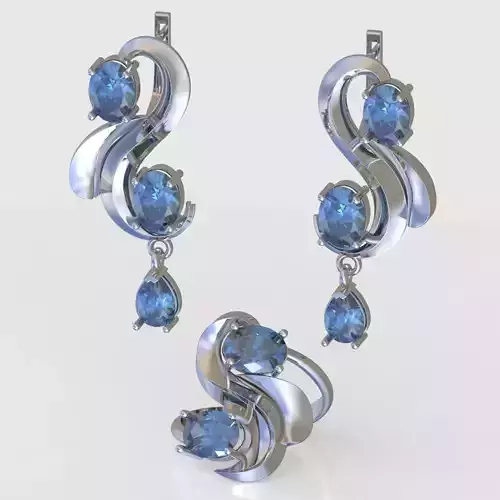 Ring and Earring  Set 3D printable model 0085