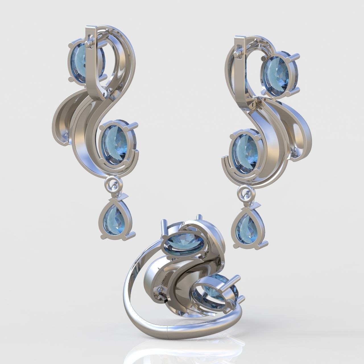 Ring and Earring Set 3D printable model 0085 3D Model Collection_8