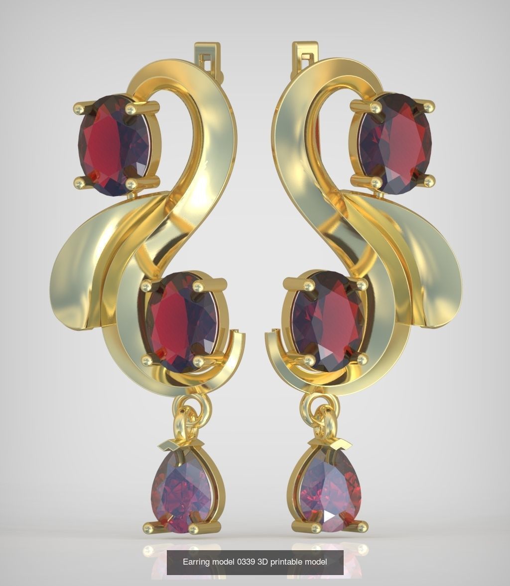 Ring and Earring Set 3D printable model 0085 3D Model Collection_5