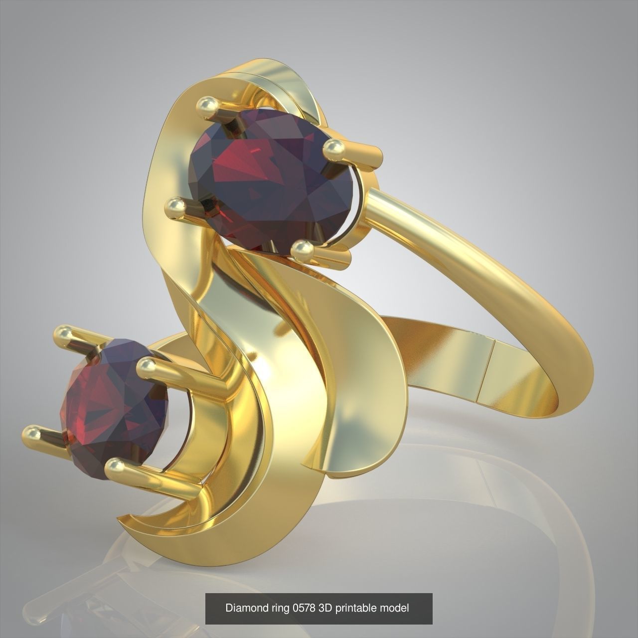 Ring and Earring Set 3D printable model 0085 3D Model Collection_6
