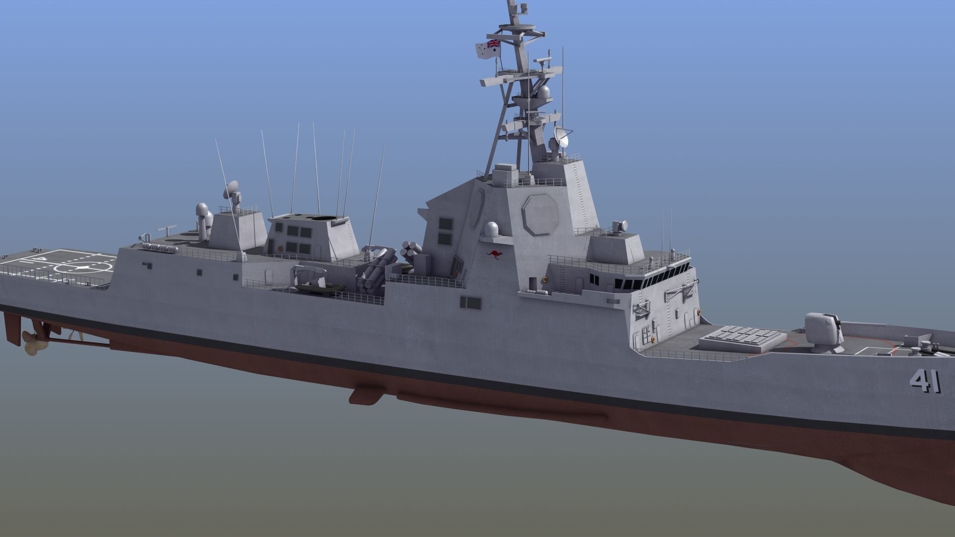 Hobart Class Destroyer D41 3D model_8