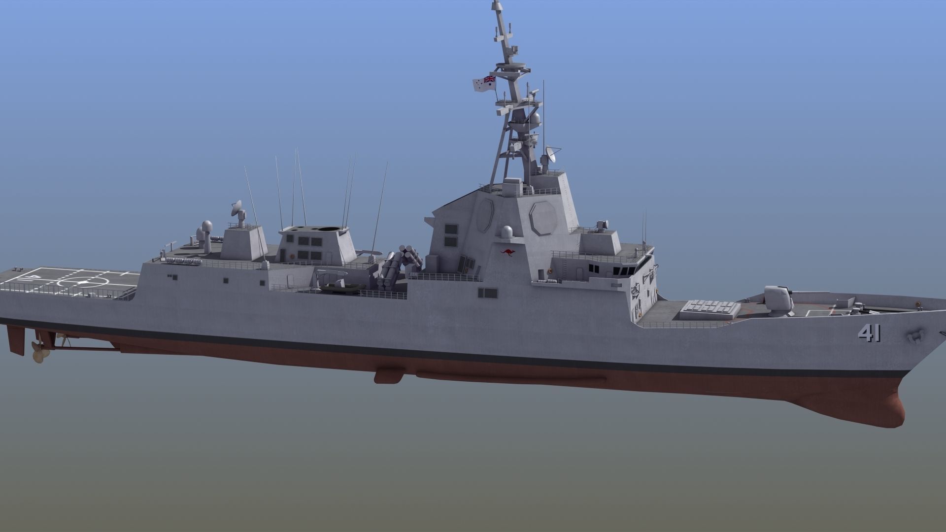 Hobart Class Destroyer D41 3D model_9