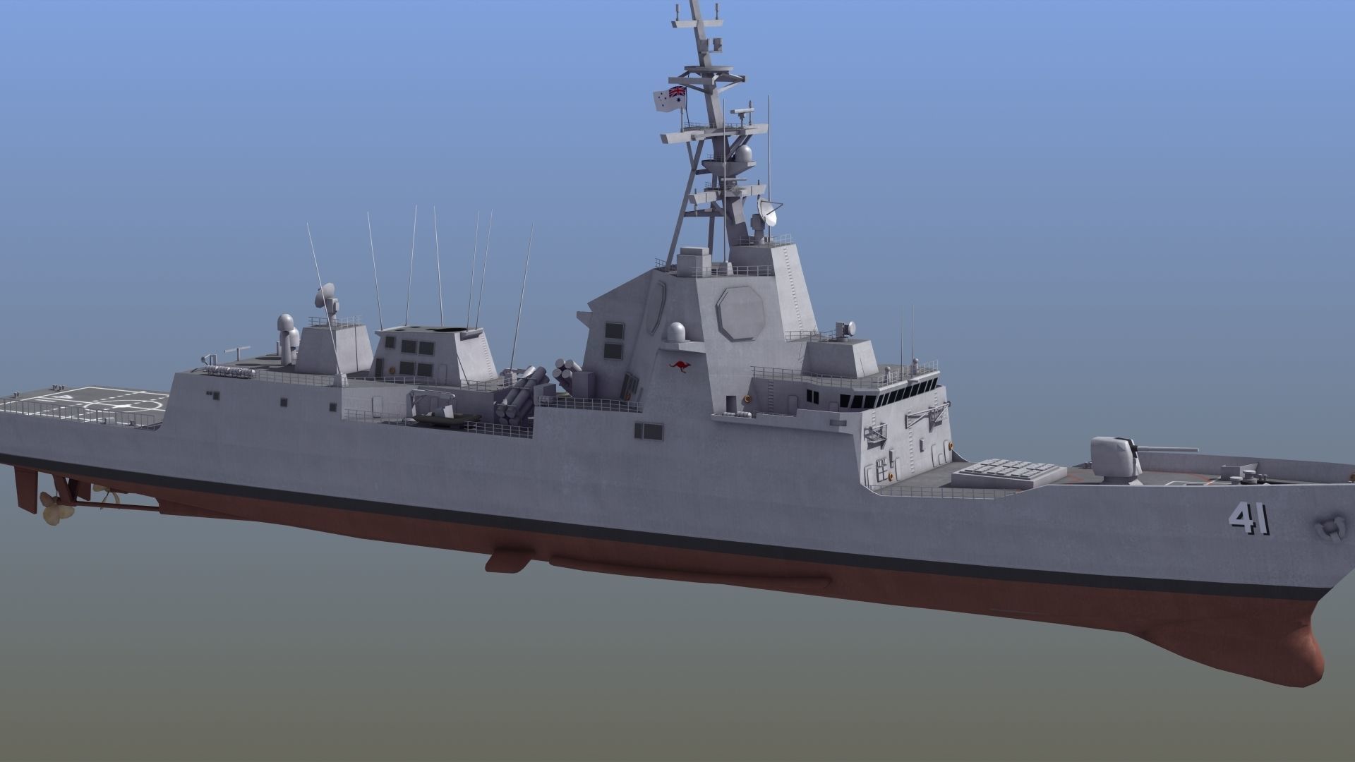 Hobart Class Destroyer D41 3D model_11