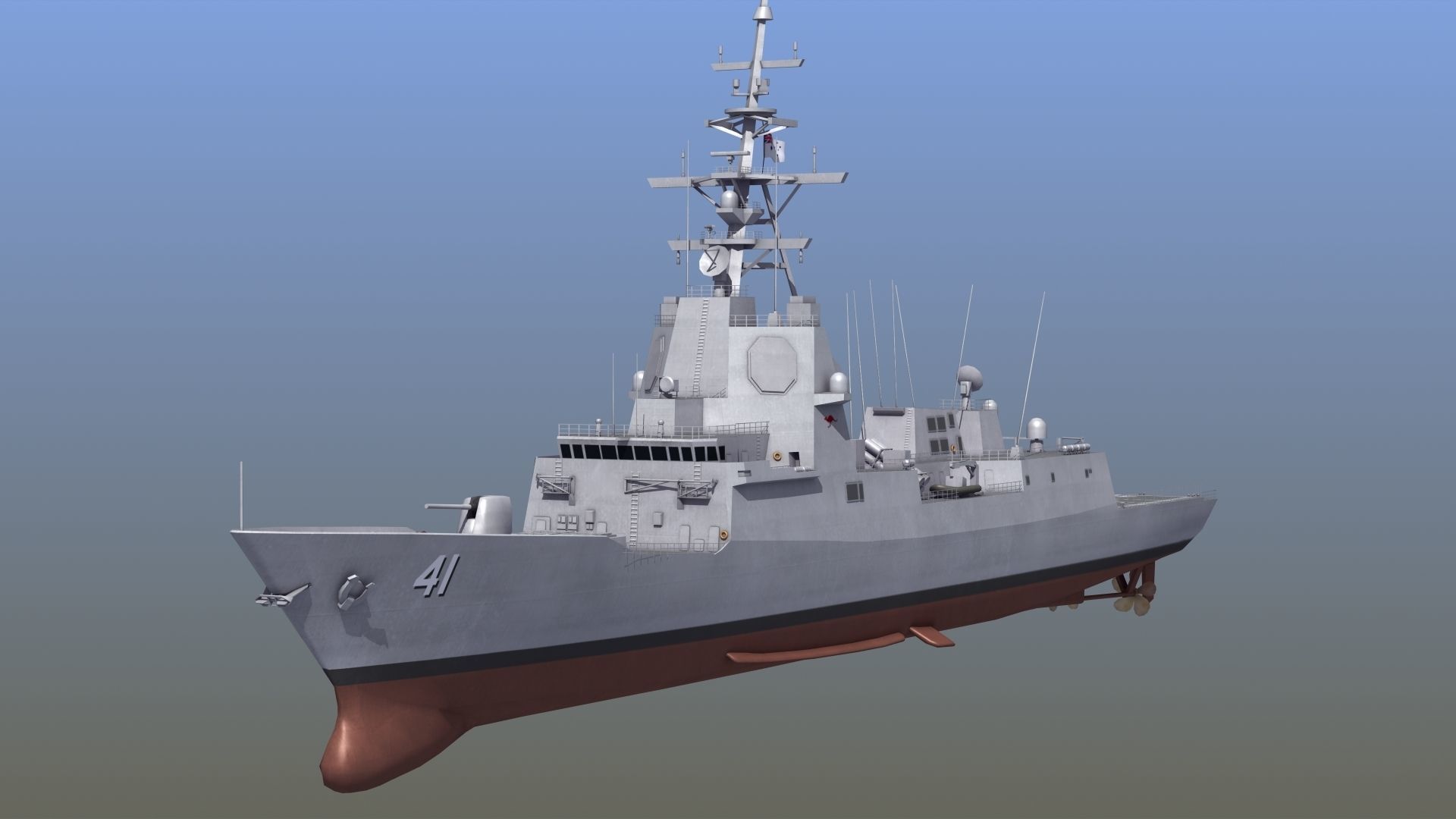 Hobart Class Destroyer D41 3D model_2