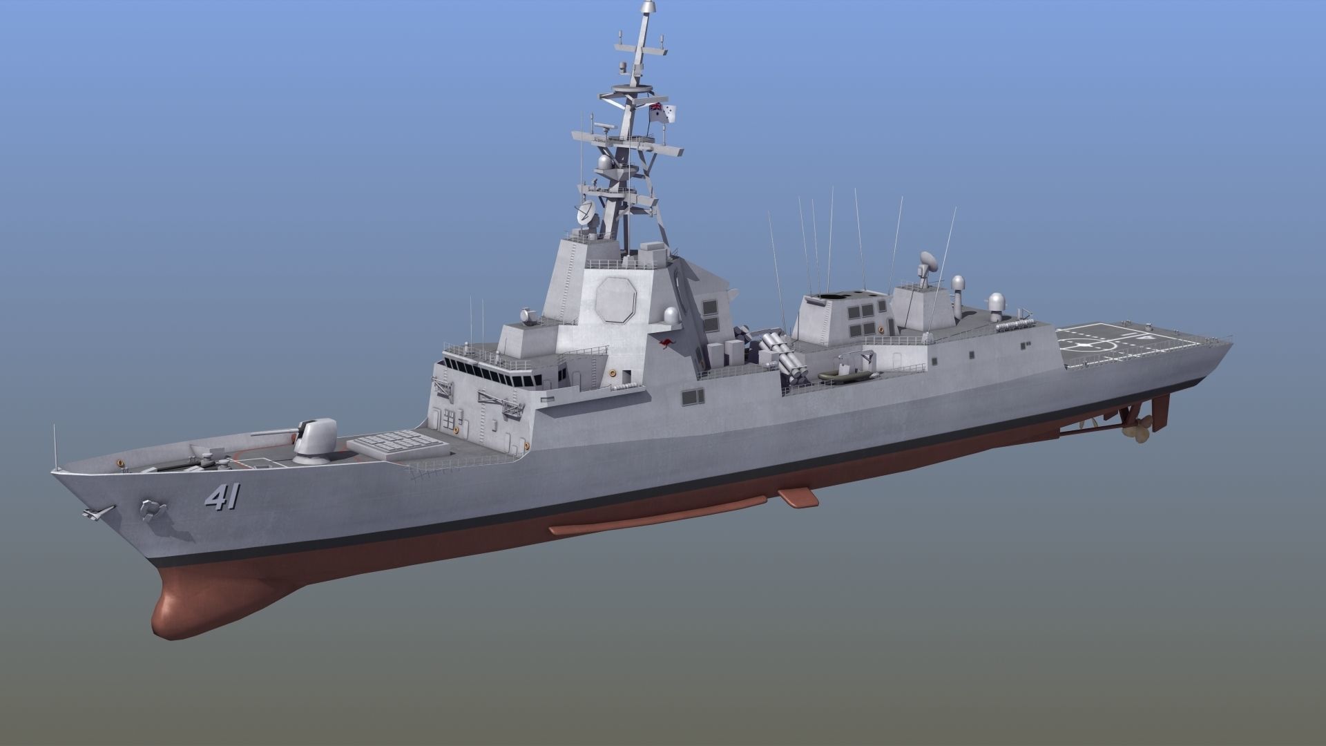 Hobart Class Destroyer D41 3D model_1