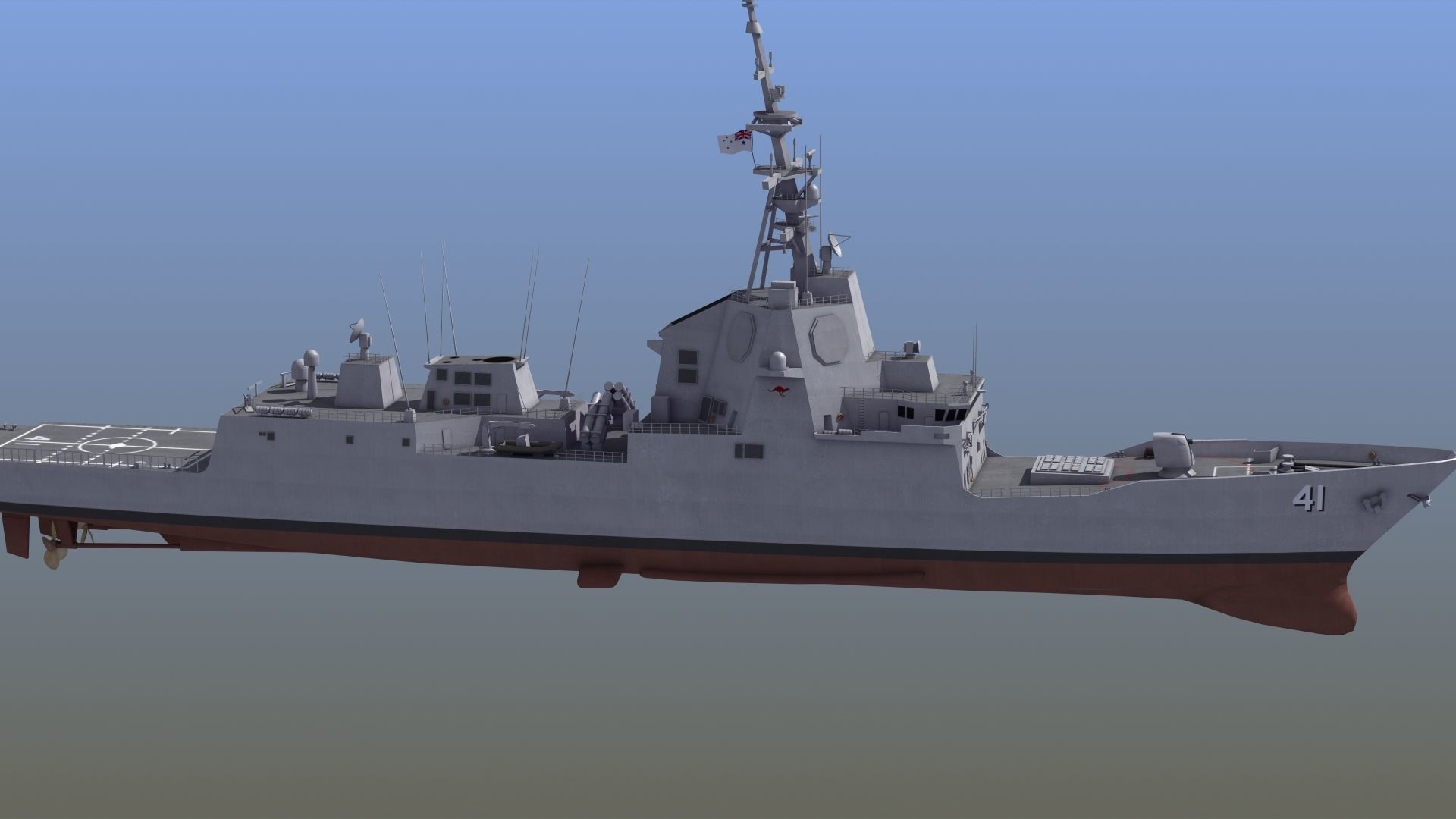Hobart Class Destroyer D41 3D model_3