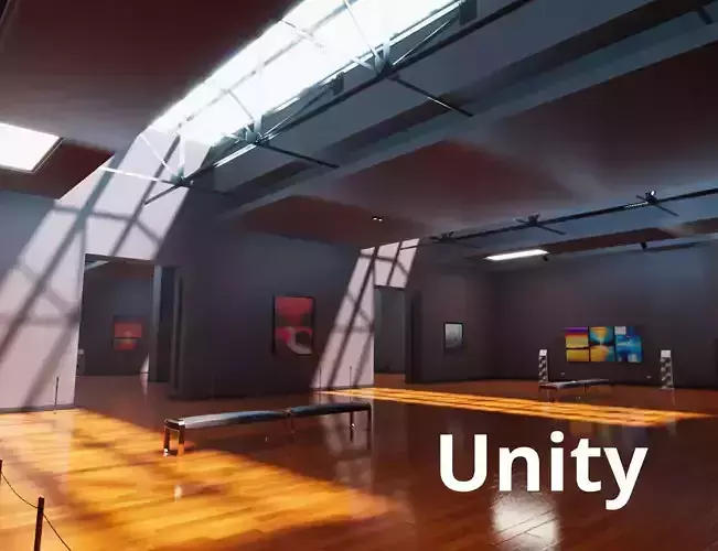 Art Gallery Showroom Unity asset Low-poly 3D model
