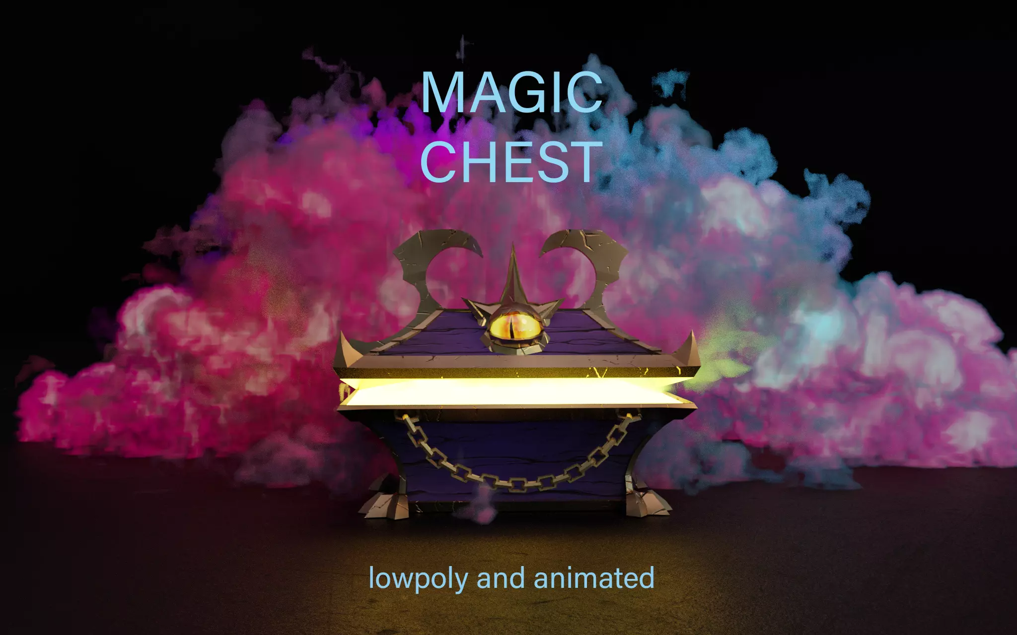 Magic Chest lowpoly model Low-poly 3D model_0