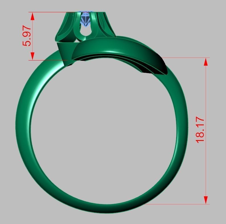 Diamond ring 0304 3D printable model  3D print model_14