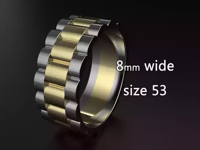 wideng ring two tone 8mm wide size 53