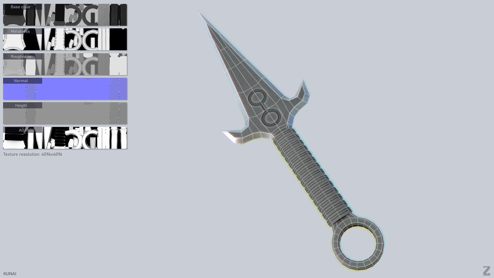 Kunai Low-poly 3D model_2