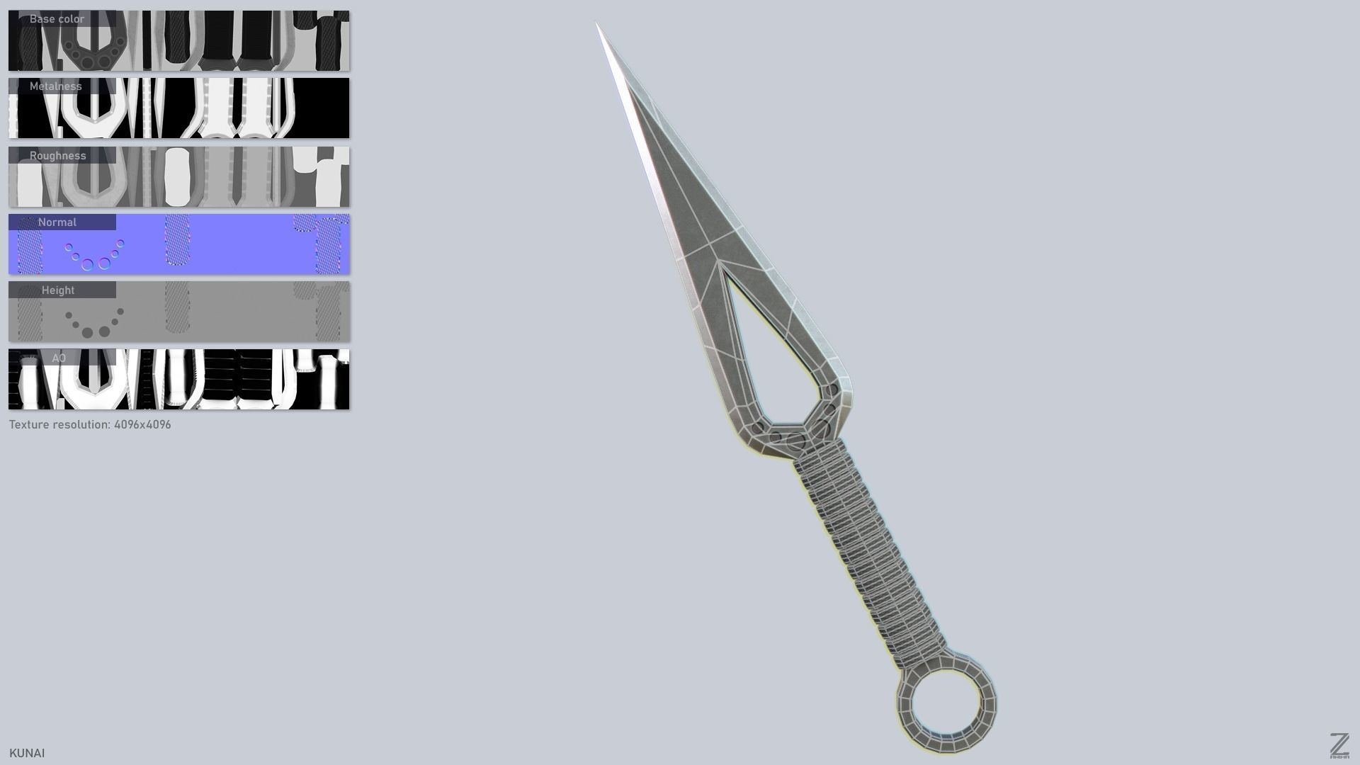Kunai Low-poly 3D model_2