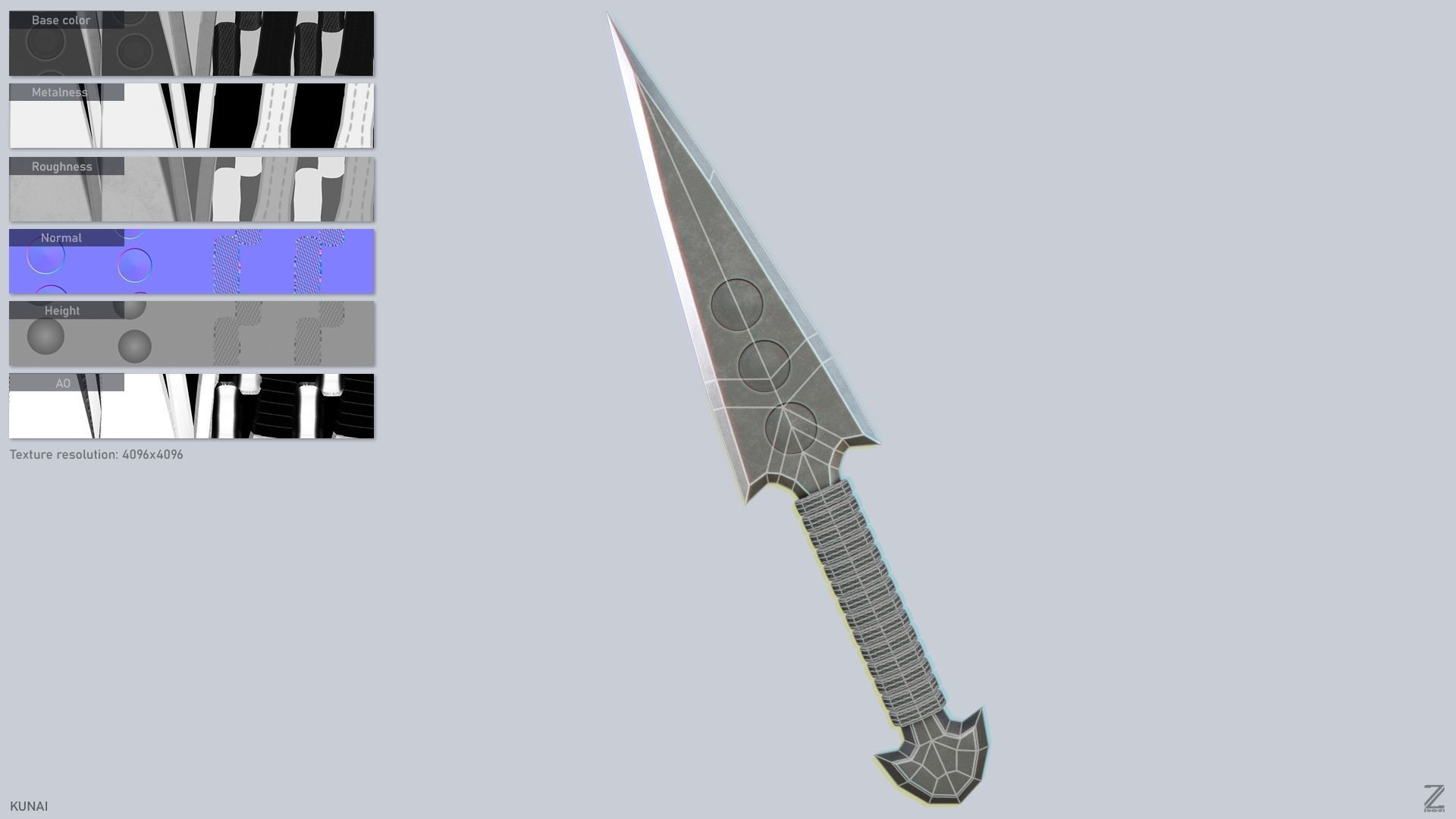 Kunai Low-poly 3D model_2