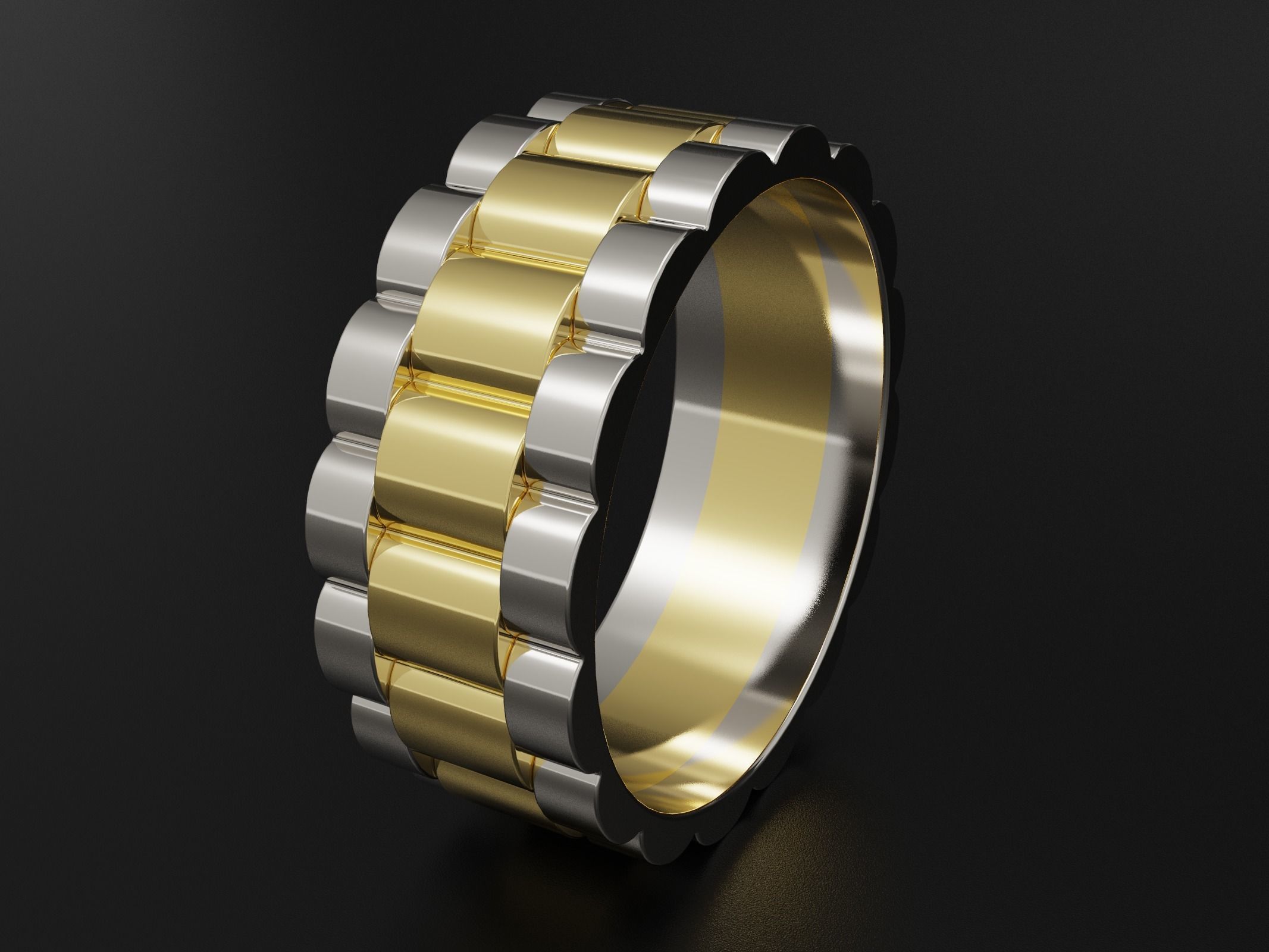 wideng  ring two tone 8mm wide size 56 3D print model_7