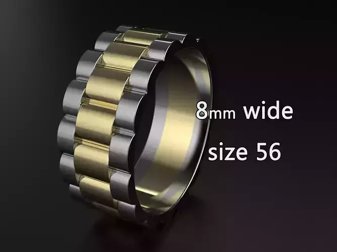 wideng  ring two tone 8mm wide size 56